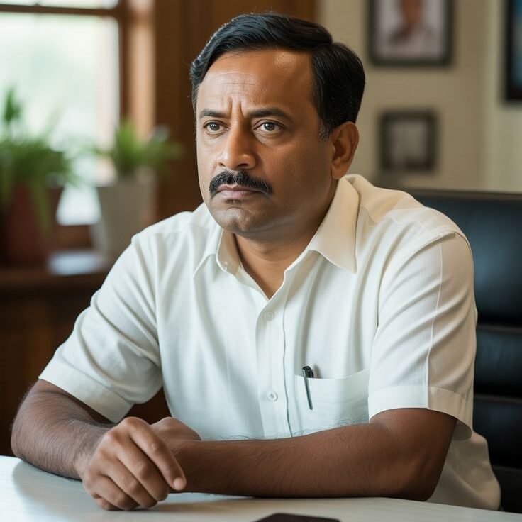 mobile screen with election profile design featuring indian leader image